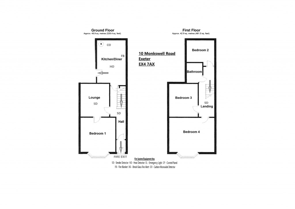 Floorplans For Monkswell Road, Exeter