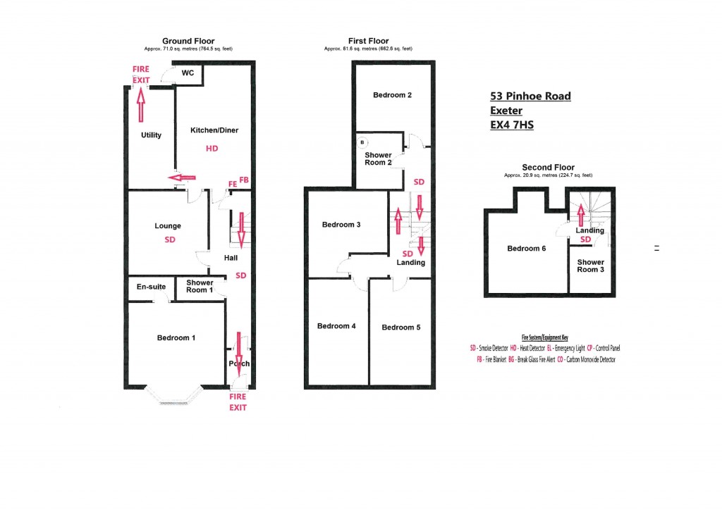 Floorplans For Pinhoe Road, Exeter